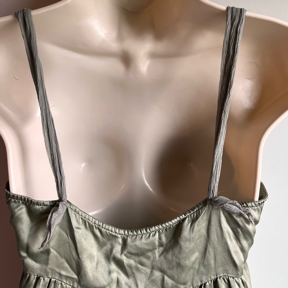 Free people Y2k baby doll slip dress silk midi olive green size 2 NWT - Picture 5 of 16